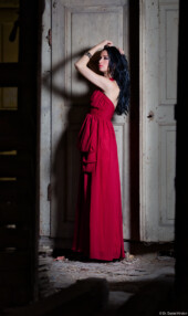 Lost Place Dachboden Kohle Kohlenbunker Fleischerbeil Küche Rotes Kleid Portrait Fotograf Kunst Geige Dresden Meißen Striesen