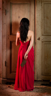 Fotograf Dachboden Erotikshooting Rotes Kleid Violine Portrait Lost Place Geige Küche Kunst Dresden Bautzen Blasewitz