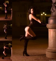 Dessous Laterne Zwinger Portrait Erotikshooting Erotik Overkneestiefel Teilakt Dresden Theaterplatz Bautzen Pillnitz