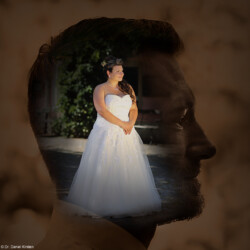 Auf Kundenwunsch angefertigte Montage. Hochzeitsfotografie Fotograf Hochzeitsfoto Schleier Brautfoto Brautkleid Freital Dresden Pirna Radeberg Kamenz Radebeul