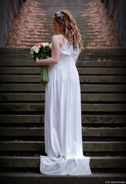 Albertbrücke Brautkleid Brautpaarshooting Hochzeitsfotografie Brautpaar Fotograf Schleier Hochzeitsfotograf Nossen