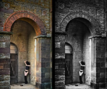 Kunst Teilakt Erotikshooting Dessous Portrait Fotoshooting Kirche Kleinkorbetha Nossen Dresden SchwarzWeiß