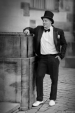 Hochzeitsfotograf Dresden Daniel Kirsten Zylinderhut SchwarzWeiß Frauenkirche