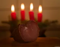 Schinken zu Weihnachten. Auto-Takumar 1.8/55 Kerzen Advent Schinken