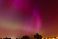 Die gleiche Szene mit einer Belichtungszeit von 5 Sekunden. Polarlicht Nordlicht Aurora borealis Dresden Mai 2024 Elbwiesen Sigma 14mm Arts f/1,8