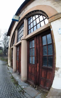 Bahnhof Nossen. Fish Eye Takumar 4/17 Bahnhof Nossen Eingang