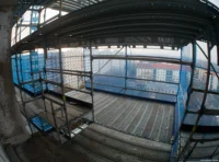 Baugerüst. Fisheye-Takumar 17mm f/4 Baugerüst